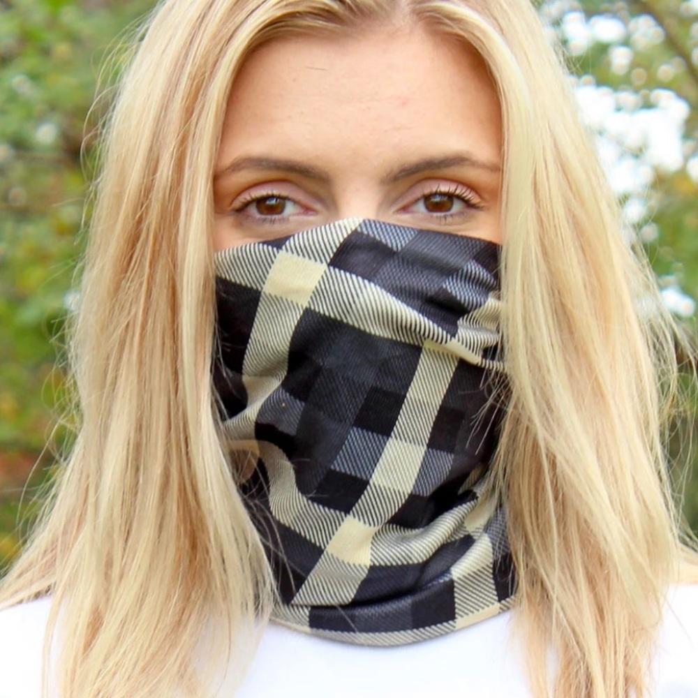 ⛄️GRAY CHECKER DOUBLE LAYER FACE MASK/NECK GAITER